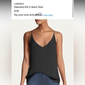 L’Agence Gabriella Silk V-neck Tank in Black, size S